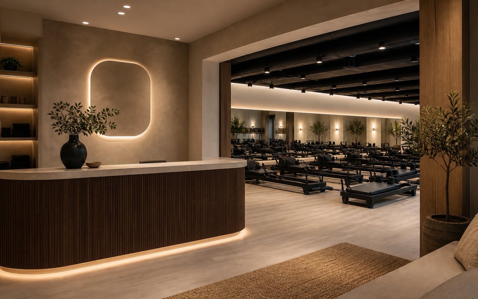 Boutique studio lobby and machine room